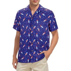 imageZando 80s 90s Hawaiian Shirt for Men Short Sleeve 80s 90s Outfit Funny Hawaiian Shirts Party Disco OutfitBlue Vertigo