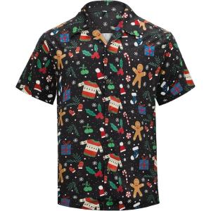imageZando 80s 90s Hawaiian Shirt for Men Short Sleeve 80s 90s Outfit Funny Hawaiian Shirts Party Disco OutfitChristmas Gingerbread