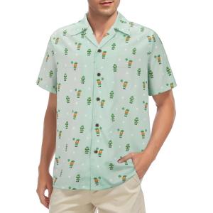 imageZando 80s 90s Hawaiian Shirt for Men Short Sleeve 80s 90s Outfit Funny Hawaiian Shirts Party Disco OutfitFourleaf Clover