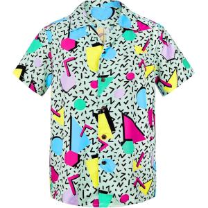 imageZando 80s 90s Hawaiian Shirt for Men Short Sleeve 80s 90s Outfit Funny Hawaiian Shirts Party Disco OutfitGreentangram