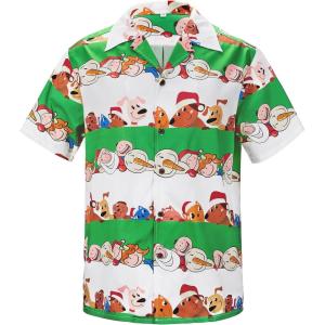 imageZando 80s 90s Hawaiian Shirt for Men Short Sleeve 80s 90s Outfit Funny Hawaiian Shirts Party Disco OutfitStripe Christmas
