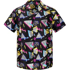 imageZando 80s 90s Hawaiian Shirt for Men Short Sleeve 80s 90s Outfit Funny Hawaiian Shirts Party Disco OutfitTriangles