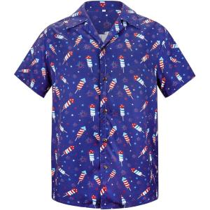 imageZando Hawaiian Shirt for Men Funny Animal Tropical Shirts for Men Short Sleeve Button Down Vacation Shirt Summer Beach ShirtBlue Vertigo
