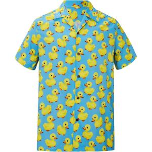imageZando Hawaiian Shirt for Men Funny Animal Tropical Shirts for Men Short Sleeve Button Down Vacation Shirt Summer Beach ShirtBlueyellow Duck