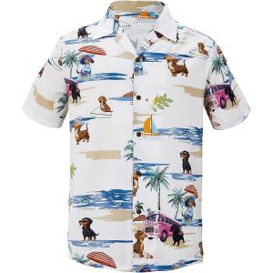 imageZando Hawaiian Shirt for Men Funny Animal Tropical Shirts for Men Short Sleeve Button Down Vacation Shirt Summer Beach ShirtCurise Dachshund