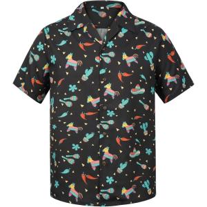imageZando Hawaiian Shirt for Men Funny Animal Tropical Shirts for Men Short Sleeve Button Down Vacation Shirt Summer Beach ShirtLake Blue Horse