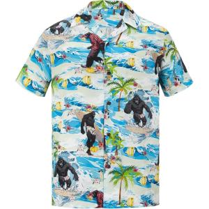 imageZando Hawaiian Shirt for Men Funny Animal Tropical Shirts for Men Short Sleeve Button Down Vacation Shirt Summer Beach ShirtOrangutan Surfing