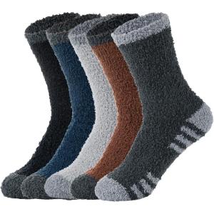 imageZando Mens Fuzzy Socks Cozy Slipper Fluffy Socks Winter Warm Soft Cabin Stocking Comfy Sleep Fleece Socks Boot SocksBlack  Brown  Dark Grey  Light Grey  Navy