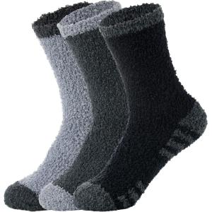imageZando Mens Fuzzy Socks Cozy Slipper Fluffy Socks Winter Warm Soft Cabin Stocking Comfy Sleep Fleece Socks Boot SocksBlack  Dark Grey  Grey