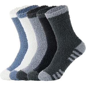 imageZando Mens Fuzzy Socks Cozy Slipper Fluffy Socks Winter Warm Soft Cabin Stocking Comfy Sleep Fleece Socks Boot SocksBlack  White  Blue  Dark Grey  Grey