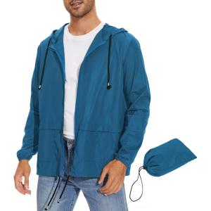 imageZando Packable Mens Rain Jacket Lightweight Raincoat Waterproof with Hood Outdoor Windbreaker Jacket Travel Rain Jackets01 Blue
