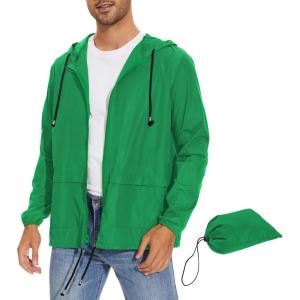imageZando Packable Mens Rain Jacket Lightweight Raincoat Waterproof with Hood Outdoor Windbreaker Jacket Travel Rain Jackets07 Green