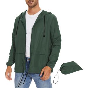 imageZando Packable Mens Rain Jacket Lightweight Raincoat Waterproof with Hood Outdoor Windbreaker Jacket Travel Rain Jackets08 Dark Green