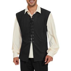 imageZando Pirate Vest Men Medieval Vest Renaissance Vest Costume Men Halloween Vest Pirate Costume Viking CostumeBlack