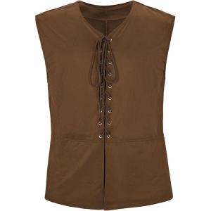 imageZando Pirate Vest Men Medieval Vest Renaissance Vest Costume Men Halloween Vest Pirate Costume Viking CostumeBrown