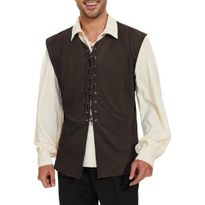 imageZando Pirate Vest Men Medieval Vest Renaissance Vest Costume Men Halloween Vest Pirate Costume Viking CostumeCoffee