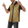 imageMens Button Down Disco Shirt Outfit Men Retro 70s Shirts for Men Sequin Metallic Short Sleeve Disco Outfits Party Costume TopChequer Gold