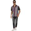 imageMens Button Down Disco Shirt Outfit Men Retro 70s Shirts for Men Sequin Metallic Short Sleeve Disco Outfits Party Costume TopChequer Rainbow