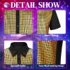imageMens Button Down Disco Shirt Outfit Men Retro 70s Shirts for Men Sequin Metallic Short Sleeve Disco Outfits Party Costume TopChequer Rainbow