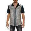 imageMens Button Down Disco Shirt Outfit Men Retro 70s Shirts for Men Sequin Metallic Short Sleeve Disco Outfits Party Costume TopChequer Silver