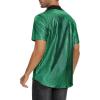 imageMens Button Down Disco Shirt Outfit Men Retro 70s Shirts for Men Sequin Metallic Short Sleeve Disco Outfits Party Costume TopGreen