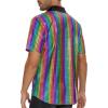 imageMens Button Down Disco Shirt Outfit Men Retro 70s Shirts for Men Sequin Metallic Short Sleeve Disco Outfits Party Costume TopMulticolour