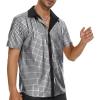 imageMens Button Down Disco Shirt Outfit Men Retro 70s Shirts for Men Sequin Metallic Short Sleeve Disco Outfits Party Costume TopSilver