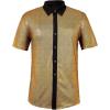 imageMens Button Down Disco Shirt Outfit Men Retro 70s Shirts for Men Sequin Metallic Short Sleeve Disco Outfits Party Costume TopSprinkle Gold
