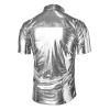 imageMens Button Down Disco Shirt Outfit Men Retro 70s Shirts for Men Sequin Metallic Short Sleeve Disco Outfits Party Costume TopZ Silver