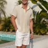 imageZando Mens Linen Cotton Shirts Short Sleeve Button Down Beach Shirt for Men Casual Guayabera Shirts Summer Vacation Shirt TopBeige