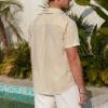 imageZando Mens Linen Cotton Shirts Short Sleeve Button Down Beach Shirt for Men Casual Guayabera Shirts Summer Vacation Shirt TopBeige