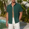 imageZando Mens Linen Cotton Shirts Short Sleeve Button Down Beach Shirt for Men Casual Guayabera Shirts Summer Vacation Shirt TopBlackish Green