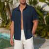 imageZando Mens Linen Cotton Shirts Short Sleeve Button Down Beach Shirt for Men Casual Guayabera Shirts Summer Vacation Shirt TopNavy Blue