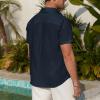 imageZando Mens Linen Cotton Shirts Short Sleeve Button Down Beach Shirt for Men Casual Guayabera Shirts Summer Vacation Shirt TopNavy Blue