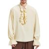 imageZando Mens Pirate Shirt Renaissance Faire Costume Men Medieval Vampire Victorian Steampunk Viking Halloween Cosplay Top01 Beige