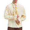 imageZando Mens Pirate Shirt Renaissance Faire Costume Men Medieval Vampire Victorian Steampunk Viking Halloween Cosplay Top01 Beige