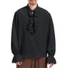 imageZando Mens Pirate Shirt Renaissance Faire Costume Men Medieval Vampire Victorian Steampunk Viking Halloween Cosplay Top01 Black