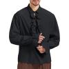 imageZando Mens Pirate Shirt Renaissance Faire Costume Men Medieval Vampire Victorian Steampunk Viking Halloween Cosplay Top01 Black