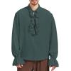 imageZando Mens Pirate Shirt Renaissance Faire Costume Men Medieval Vampire Victorian Steampunk Viking Halloween Cosplay Top01 Green
