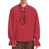 imageZando Mens Pirate Shirt Renaissance Faire Costume Men Medieval Vampire Victorian Steampunk Viking Halloween Cosplay Top01 Red