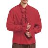imageZando Mens Pirate Shirt Renaissance Faire Costume Men Medieval Vampire Victorian Steampunk Viking Halloween Cosplay Top01 Red