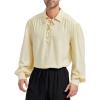 imageZando Mens Pirate Shirt Renaissance Faire Costume Men Medieval Vampire Victorian Steampunk Viking Halloween Cosplay TopBeige