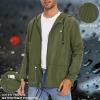 imageZando Raincoat for Men Packable Rain Jacket Waterproof with Hood Outdoor Windbreaker Jackets Lightweight Cycling RaincoatsArmy Green
