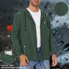 imageZando Raincoat for Men Packable Rain Jacket Waterproof with Hood Outdoor Windbreaker Jackets Lightweight Cycling RaincoatsDark Green
