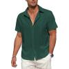 imageZando Mens Linen Cotton Shirts Short Sleeve Button Down Beach Shirt for Men Casual Guayabera Shirts Summer Vacation Shirt TopBlackish Green