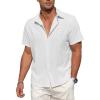 imageZando Mens Linen Cotton Shirts Short Sleeve Button Down Beach Shirt for Men Casual Guayabera Shirts Summer Vacation Shirt TopWhite
