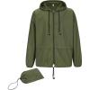 imageZando Raincoat for Men Packable Rain Jacket Waterproof with Hood Outdoor Windbreaker Jackets Lightweight Cycling RaincoatsArmy Green