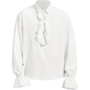 imageZando Mens Pirate Shirt Renaissance Faire Costume Men Medieval Vampire Victorian Steampunk Viking Halloween Cosplay Top01 White