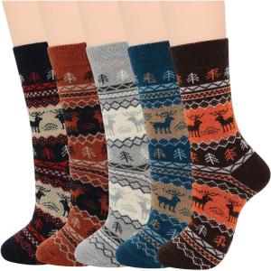 imageZando Mens Wool Socks Athletic Socks Soft Warm Socks Thick Winter Socks Crew Socks Knit Cozy Socks Hiking Socks ChristmasA Xmas Deer