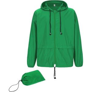 imageZando Raincoat for Men Packable Rain Jacket Waterproof with Hood Outdoor Windbreaker Jackets Lightweight Cycling RaincoatsGreen